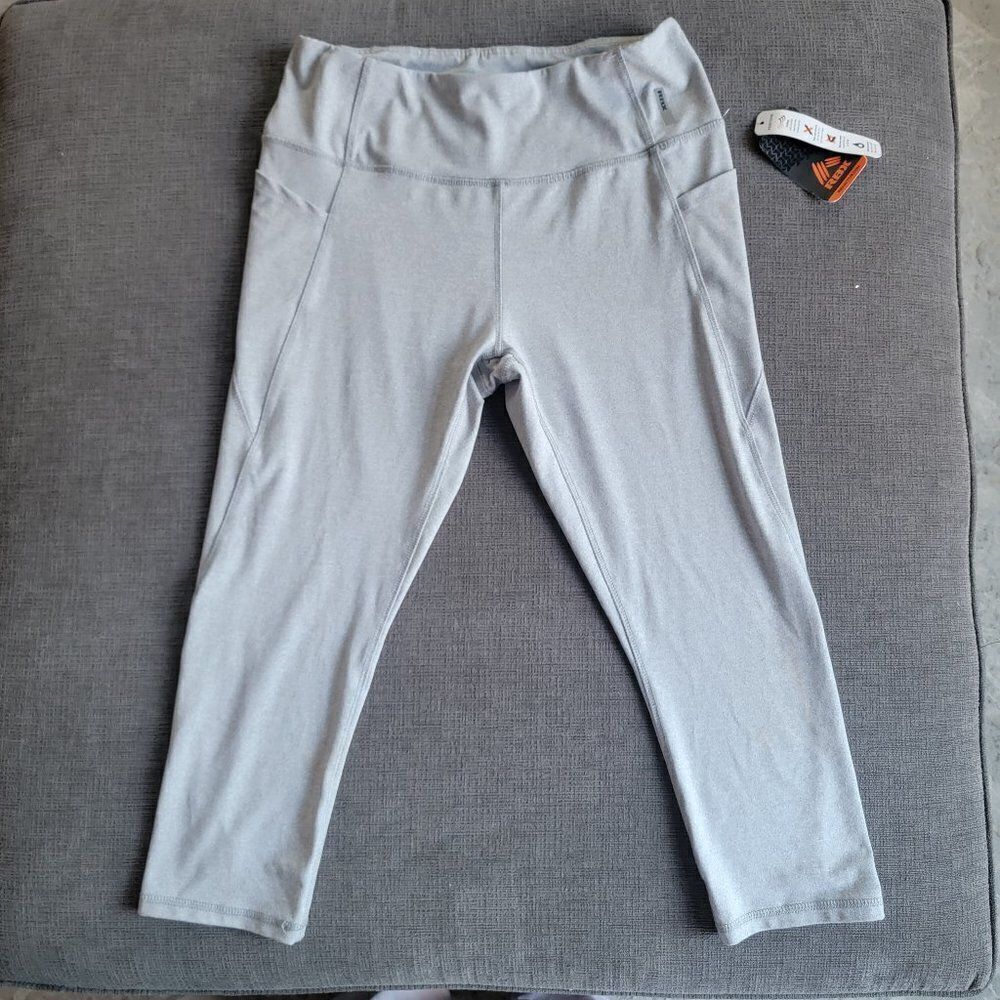 RBX Women Light Gray Power Hold High Waist Pockets Capri Athletic Legging Size L